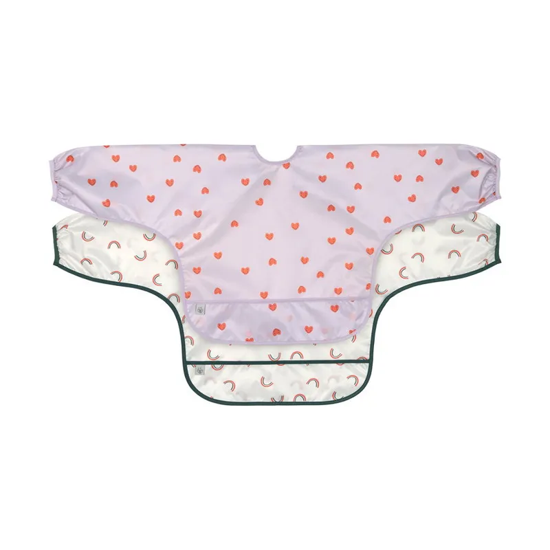 Lässig Lätzchen Langarm - Happy Rascals - Smile Heart Lavender - 2er Pack