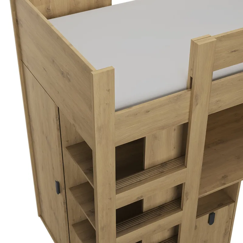 Gami Bett Hoch - Lugano - 90 x 200 cm - Artisan Eiche