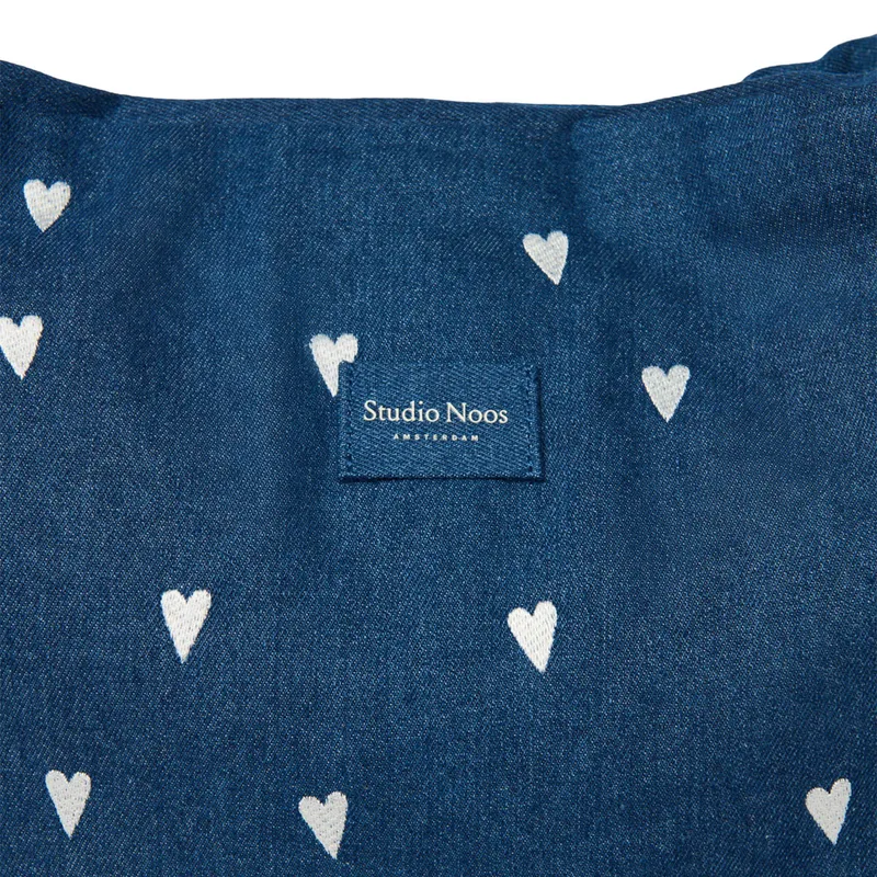 Studio Noos Denim White Hearts Mom Bag - Dark Blue