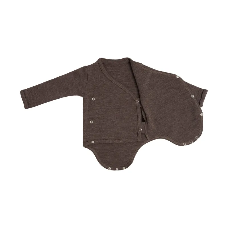Baby's Only Wickelbody Langarm - Merino Fine Meadow - Größe 56 - Taupe