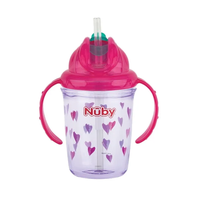 Nuby Flip-It Auslaufsicherer Becher mit Griff Rosa 240 ml