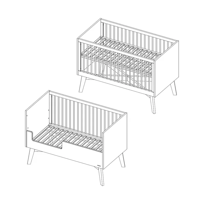 Kidsmill Sixties Babybett Mattweiß / Natur 70 x 140 cm