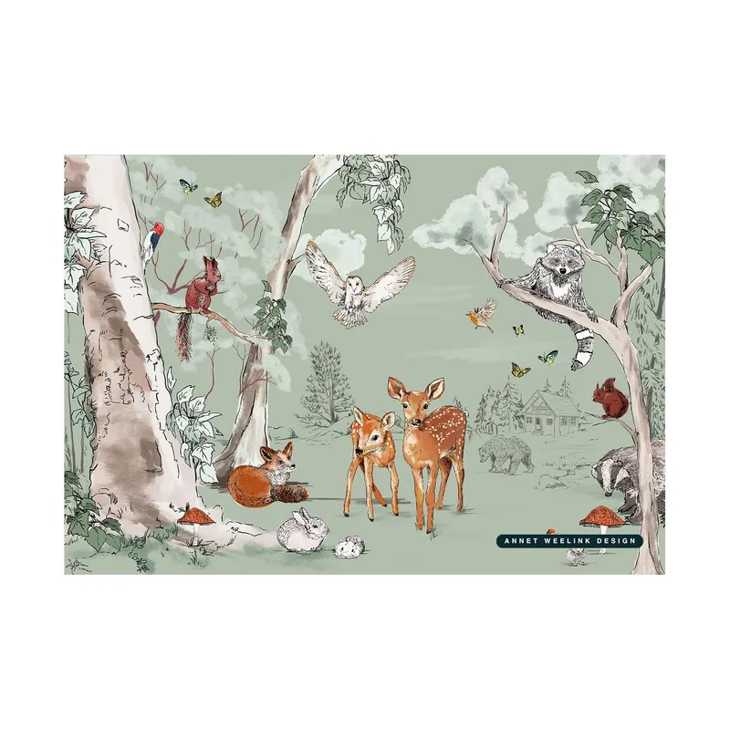 Annet Weelink Design Magical Forest Matte Tapete - 300 x 280 cm - Green