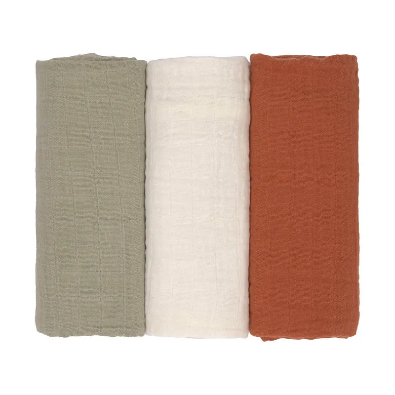Lässig Wickeltuch Olive/Milky/Rust 3 Stück