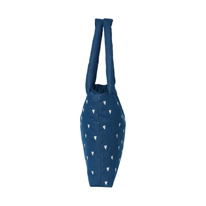 Studio Noos Denim White Hearts Mom Bag - Dark Blue