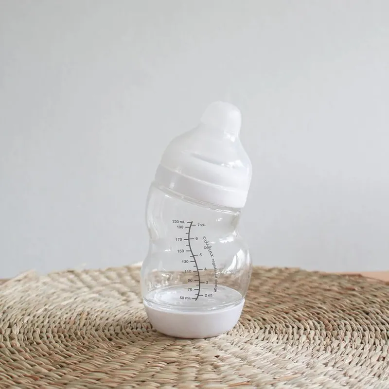 Difrax S-Flasche Breit 200 ml Glas - Weiß