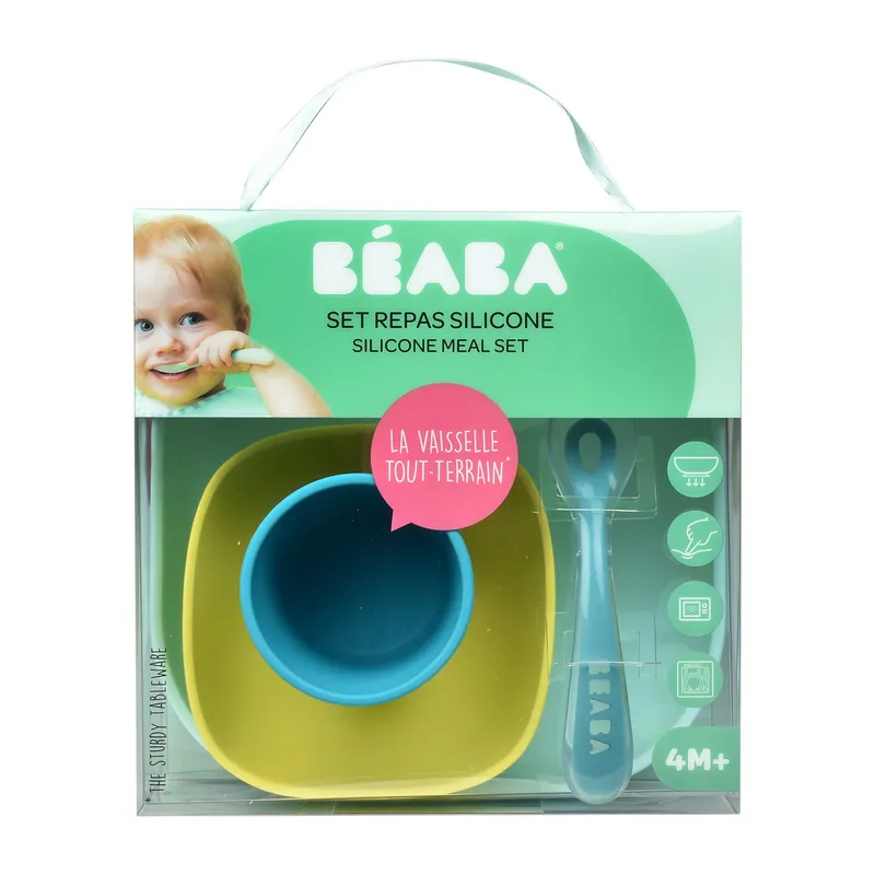 Beaba Silikon-Geschirrset Blau
