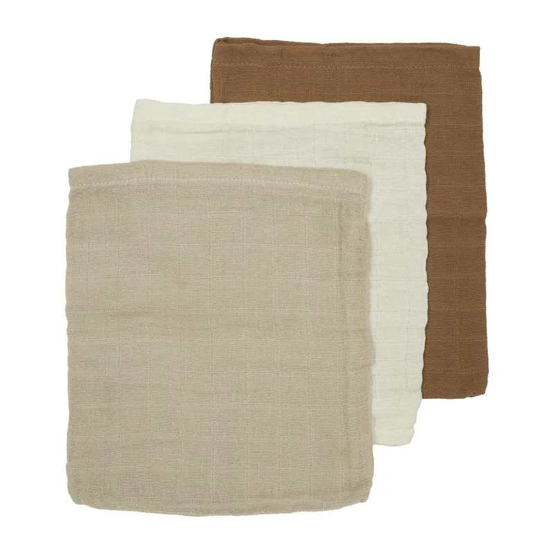Meyco Waschlappen - Uni Offwhite/Sand/Toffee - 3 Stück