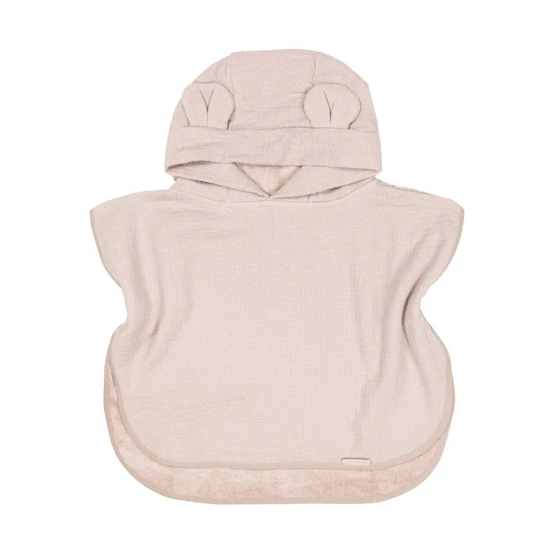 Bamboom Badeponcho Baby 0–2 Jahren - Bambus Waffel Terry - Vintage Pink