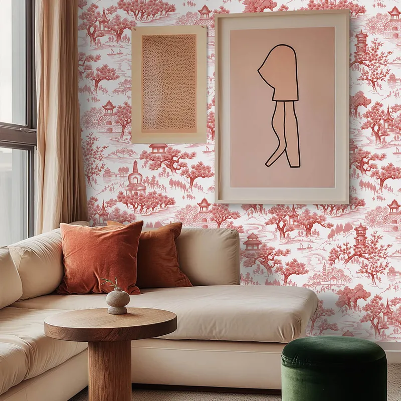 Creative Lab Amsterdam Chinoiserie Vliestapete - 389,6 x 280 cm - Orange