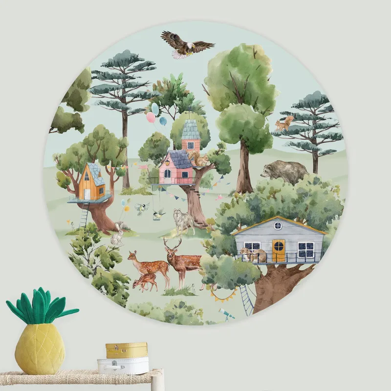Creative Lab Amsterdam Treehouse In The Forest Tapete Rund 142,5 cm