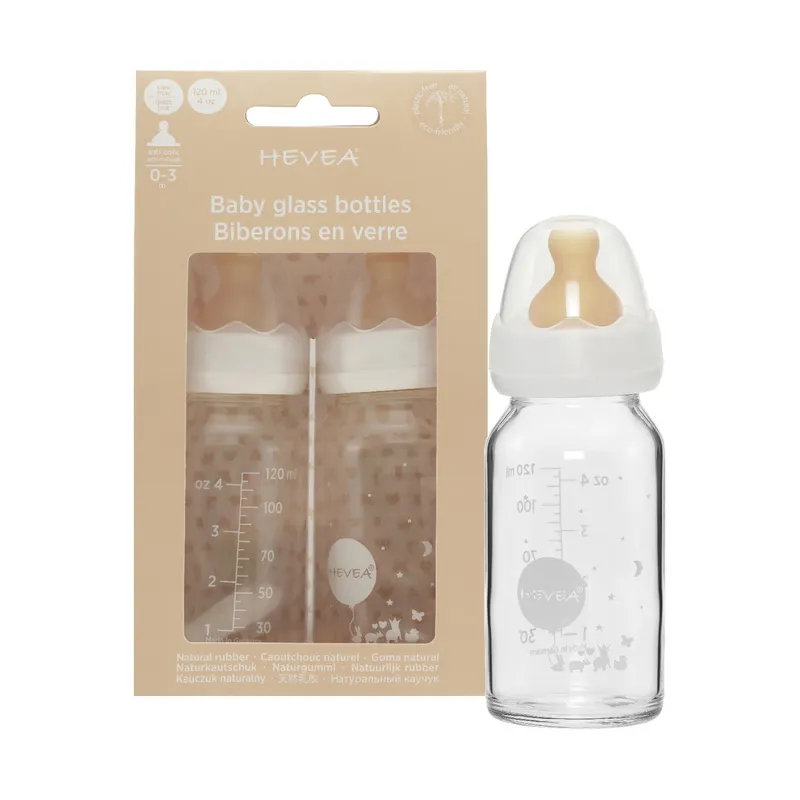 Hevea Glasflasche 120 ml 2 Stück