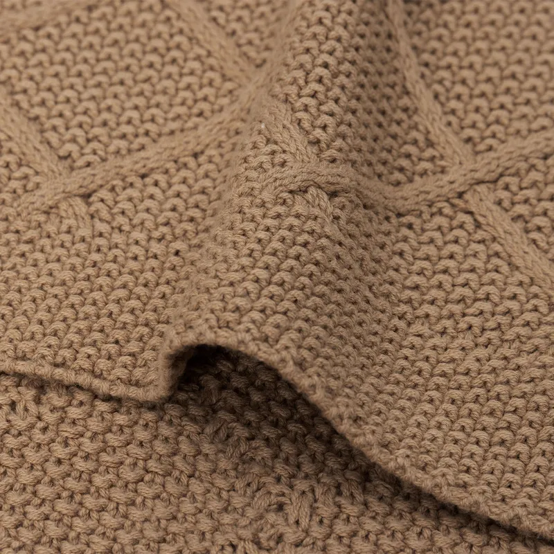 Jollein Check Knit Babydecke - 100 x 150 cm - Biscuit