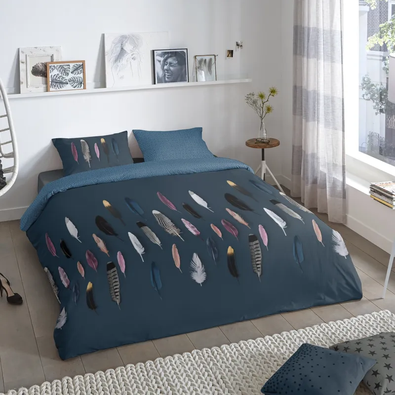 Muller Textiel Good Morning Feathers Bettbezug- 140 x 200 / 220 cm - Blue