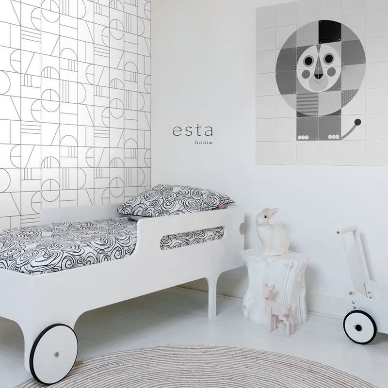 Estahome Art Deco Motivtapete III – 0,53 x 10,05 m – Weiß/Schwarz