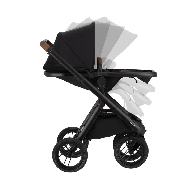 Dubatti One E6 Kinderwagen Dark Brown | Kindersitz| Base