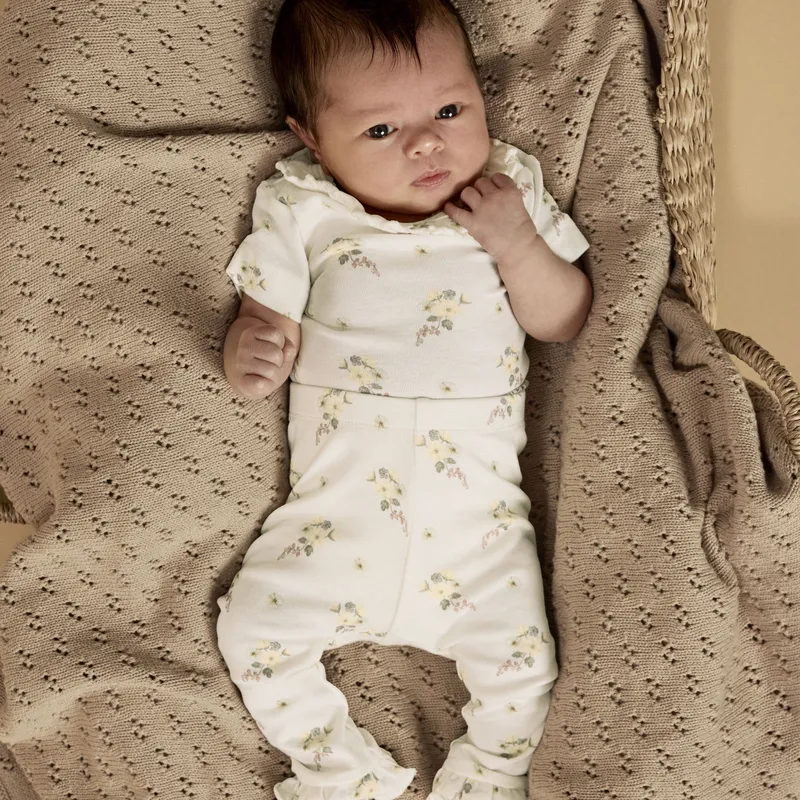 Lil’ Atelier Flower Babybody - Größe 62 - Coconut Milk