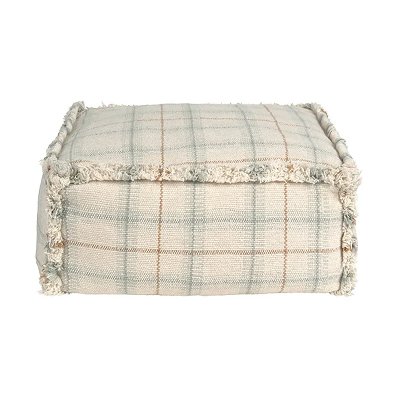 Lorena Canals Handgewebter Hocker – Blue Sage – 40×40×20 cm