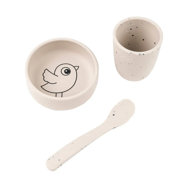 Done By Deer First Meal Set - Birdee - Silicone - 3-Teilig - Sand