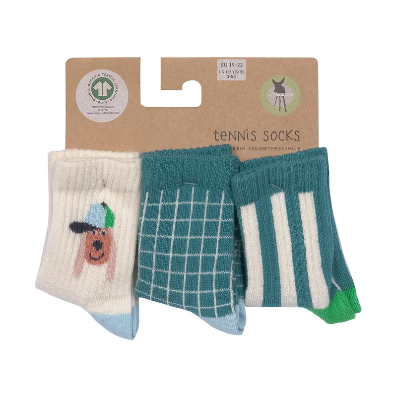 Laessig Tennis Socks 3 Stück GOTS – Dog – Gr. 19-22