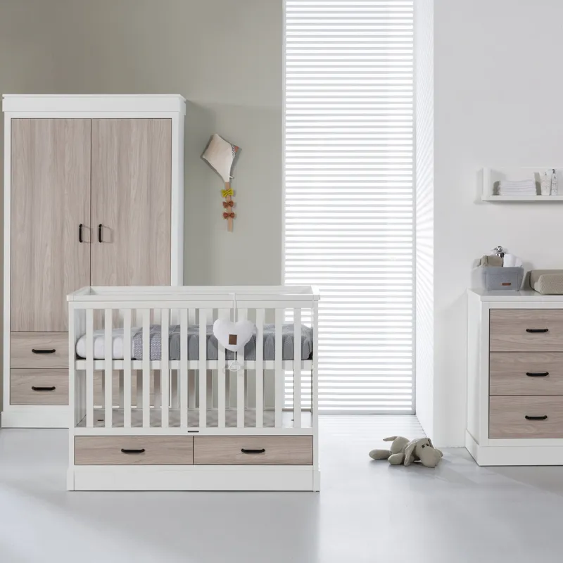 Kidsmill Newport Babybett Weiß / Eiche 70 x 140 cm