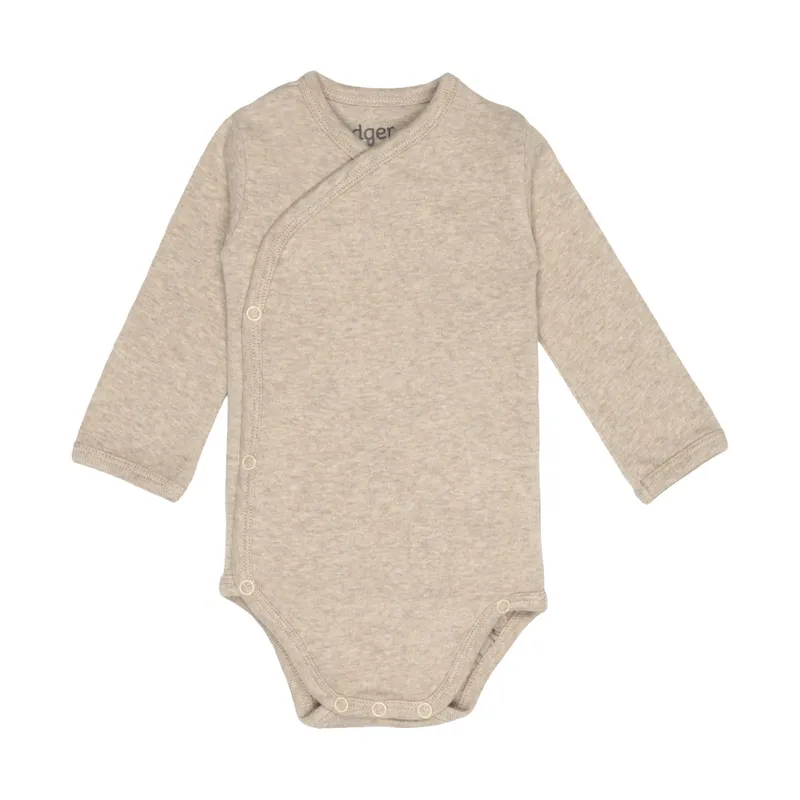Lodger Wickelbody Langarm - Größe 68 - Melange Beige