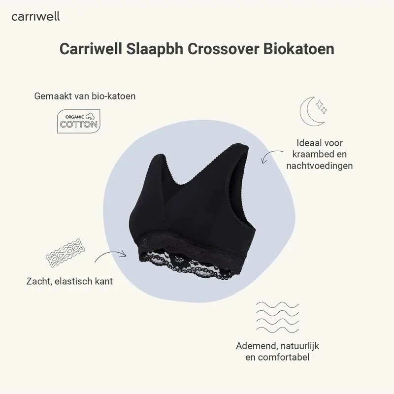 Carriwell Crossover Schlaf-BH Bio-Baumwolle Schwarz Gr. S