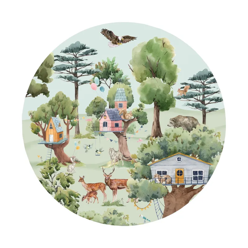 Creative Lab Amsterdam Treehouse In The Forest Tapete Rund 142,5 cm