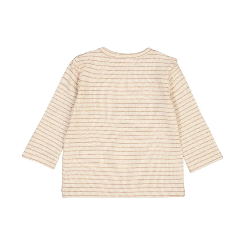 Feetje The Magic is in You Rib Langarmshirt mit Streifen - Größe 50 - Taupe Melange