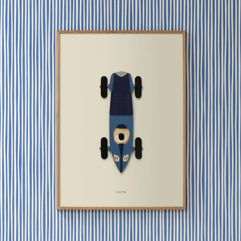 Studio Ditte Rennauto Blau Poster - 50x70 cm