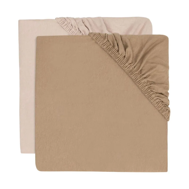 Jollein Spannbettlaken Jersey - 2 Stück - 60 x 120 cm - Wild Rose/Biscuit