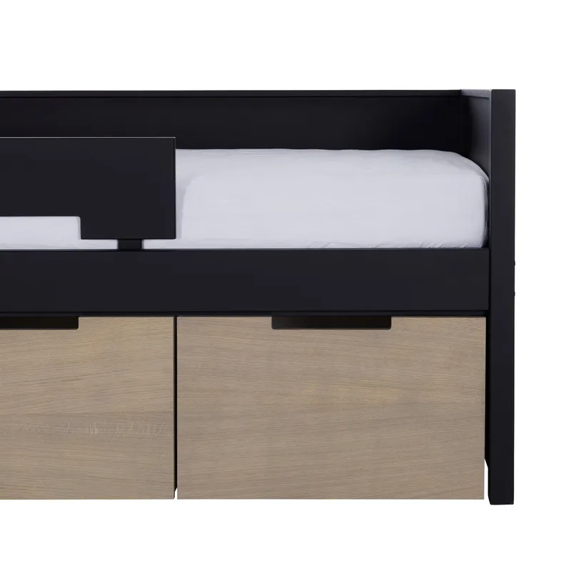 Europe Baby Ralph Sofabett 90 x 200 inkl. Schubladen Schwarz / Accent Holzlook