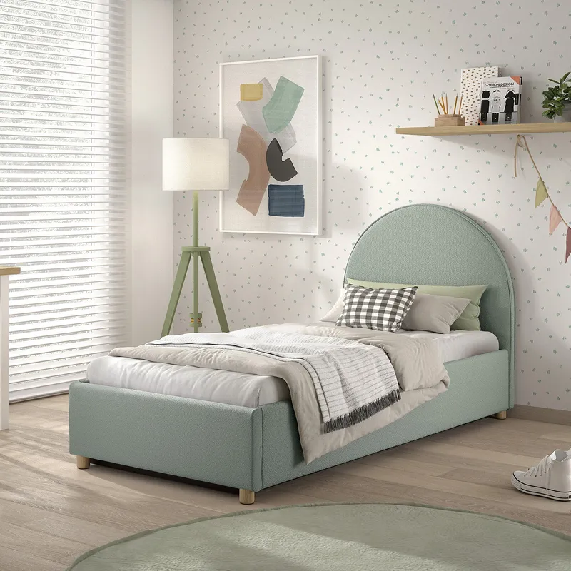 Vipack Moon Storage Bett - 90 x 200 cm - Bouclé Grün