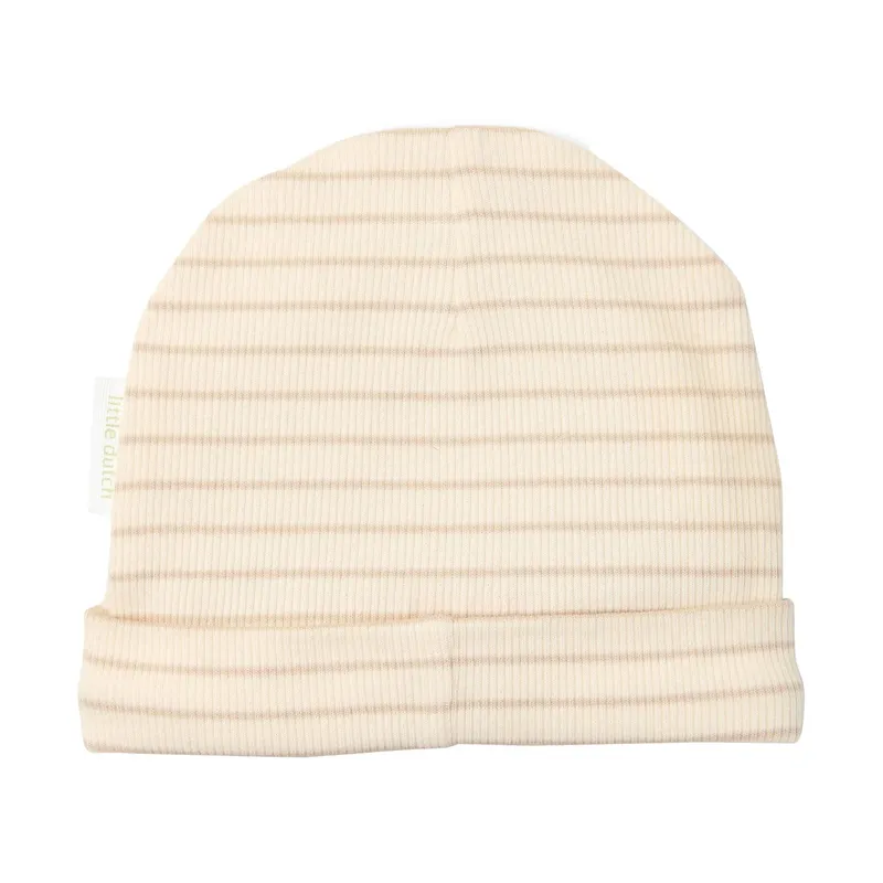 Little Dutch Mütze – Soft Beige Stripe - 0-3 Mte