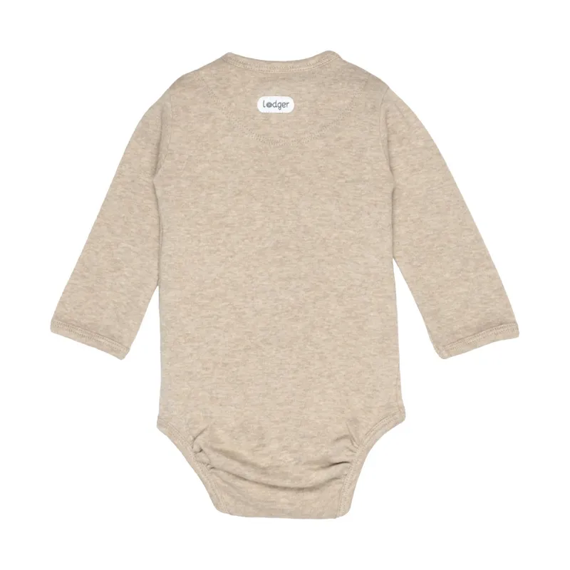 Lodger Wickelbody Langarm - Größe 74 - Melange Beige