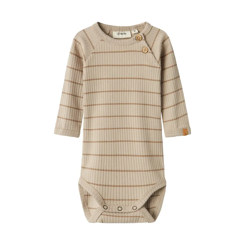 Lil' Atelier Gestreifter Babybody - Gr. 56 - Pure Cashmere