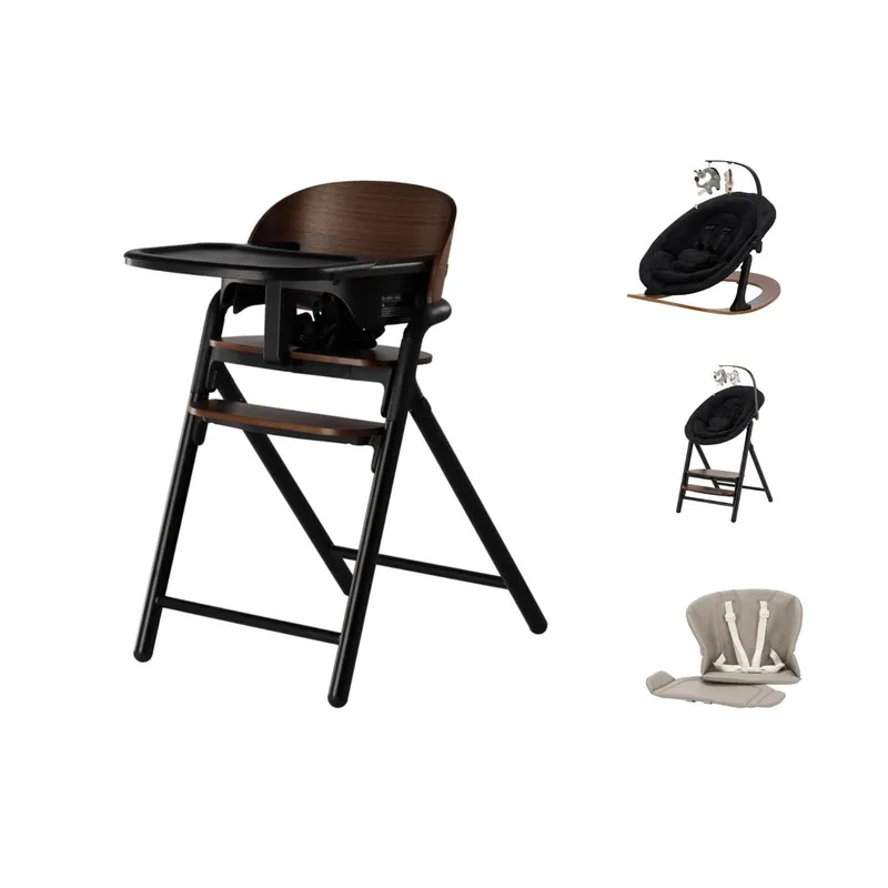 Qute Hochstuhl & Wippe- Q-Sittle - Woody/Black/Clay/Black