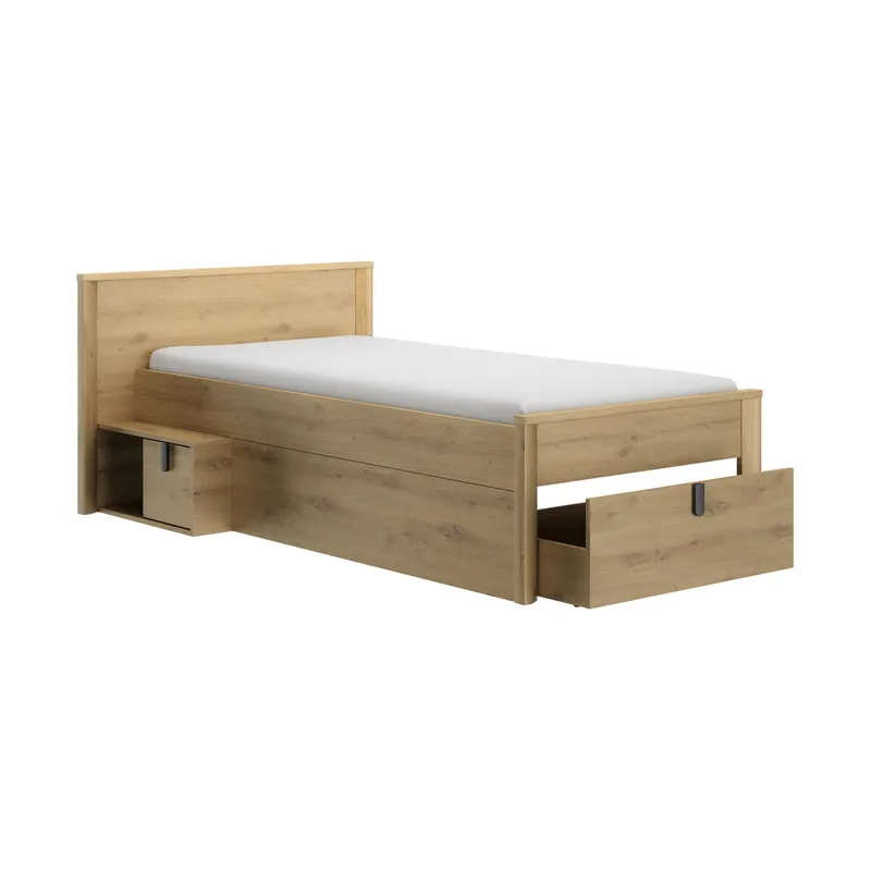 Gami Compact Bett Niedrig - Lugano - 90 x 200 cm - Artisan Eiche