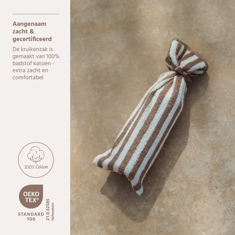 Meyco Wärmflaschenbezug – Frottee-Jacquard-Streifenmuster – Taupe – 2er-Pack