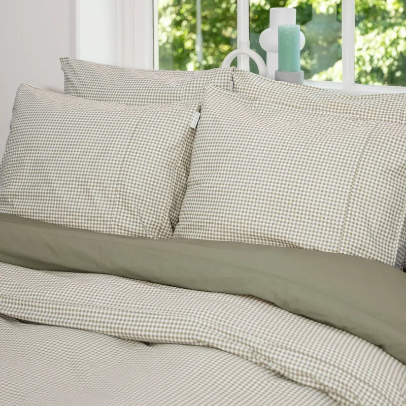 Town & Country Gingham Bettbezug - 200 x 220 cm - Olive