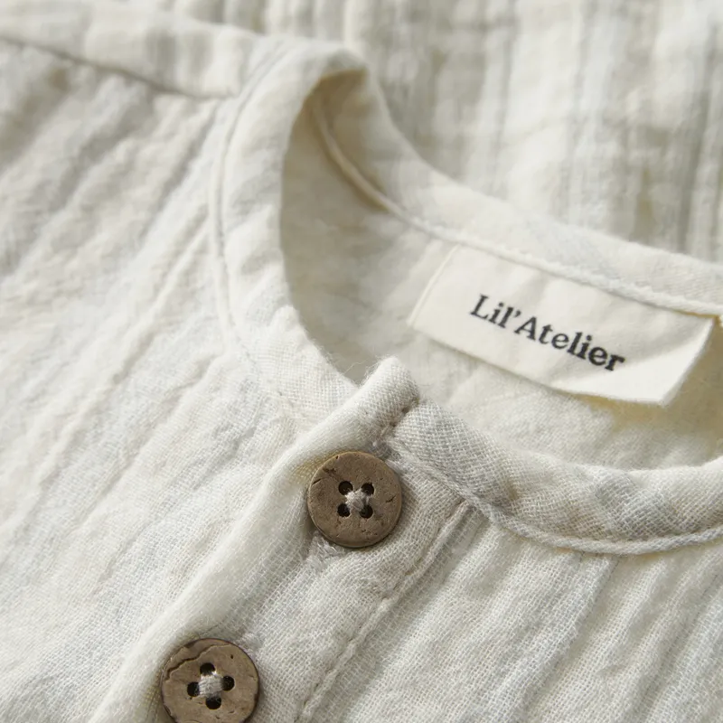 Lil' Atelier Dusty Blue Shirt - Größe 74 - Coconut Milk