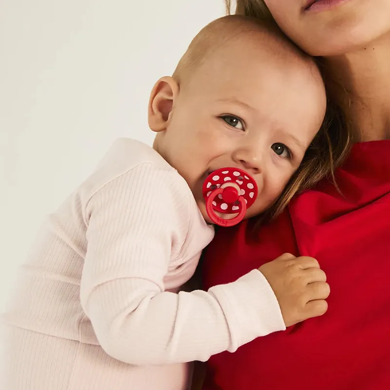 BIBS Studio Polka Schnuller - Rund - 2 Stück - 0-6 Mte - Blossom / Candy Apple