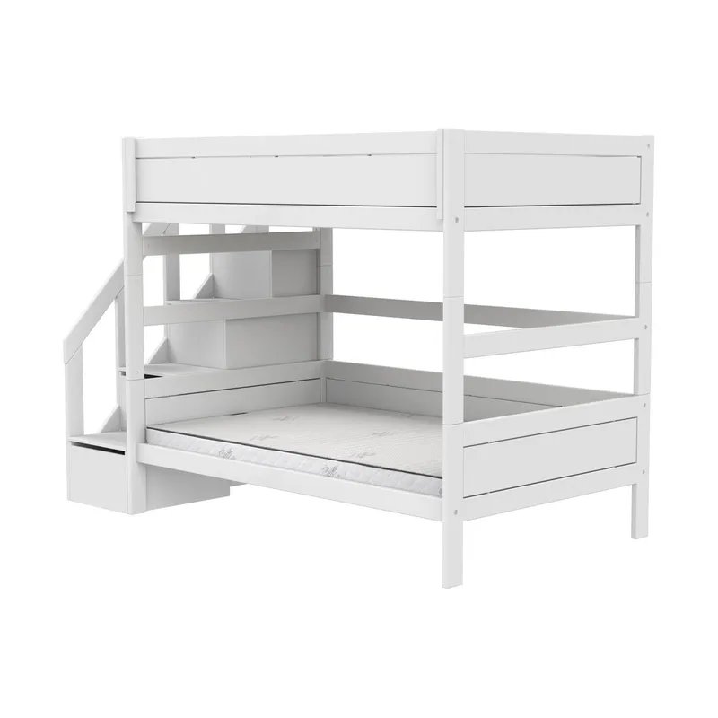 Life Time Etagenbett Deluxe - Weiß Lackiert - 120 cm - Mit Treppenschrank