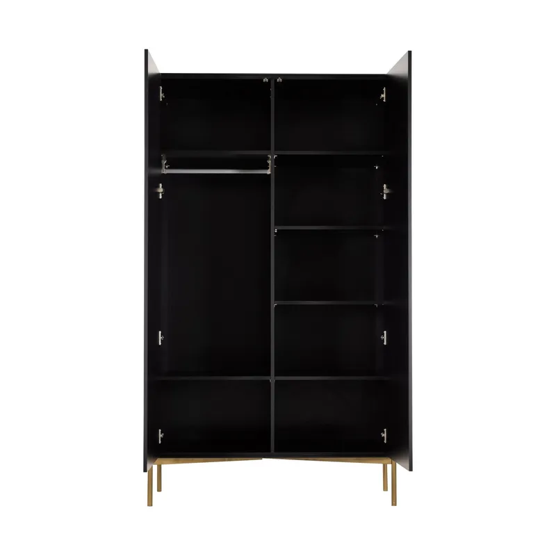 Kidsmill Boutique Babyzimmer Schwarz / Brass | Bett 60 x 120 cm + Kommode + Schrank 2-Türig