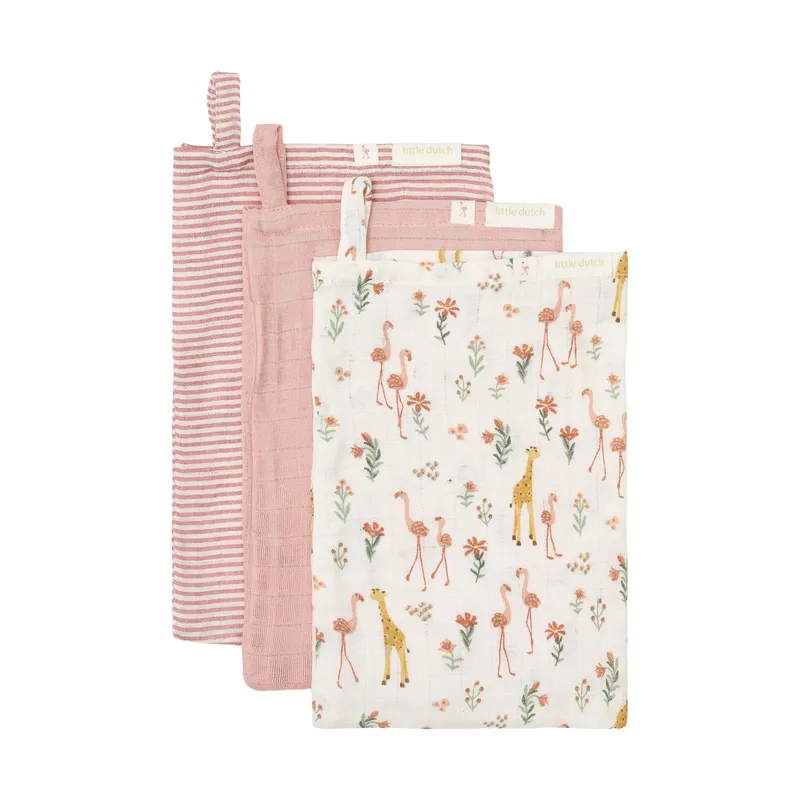 Little Dutch Blooming Safari Waschlappen-Set – 14 x 21 cm – Rosa