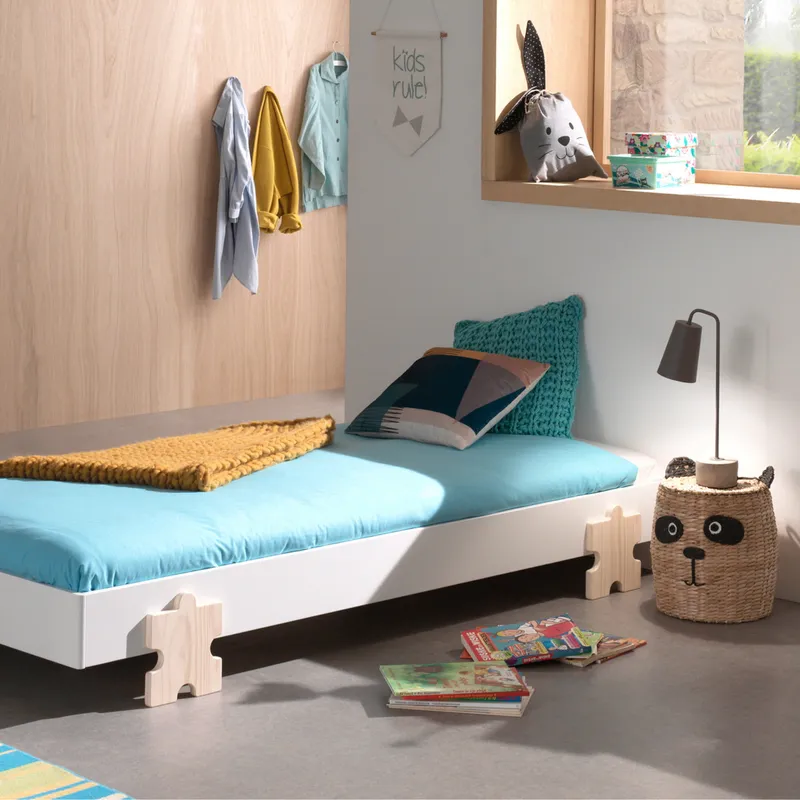 Vipack Modulo Bett 90 x 200 cm Puzzle Weiß