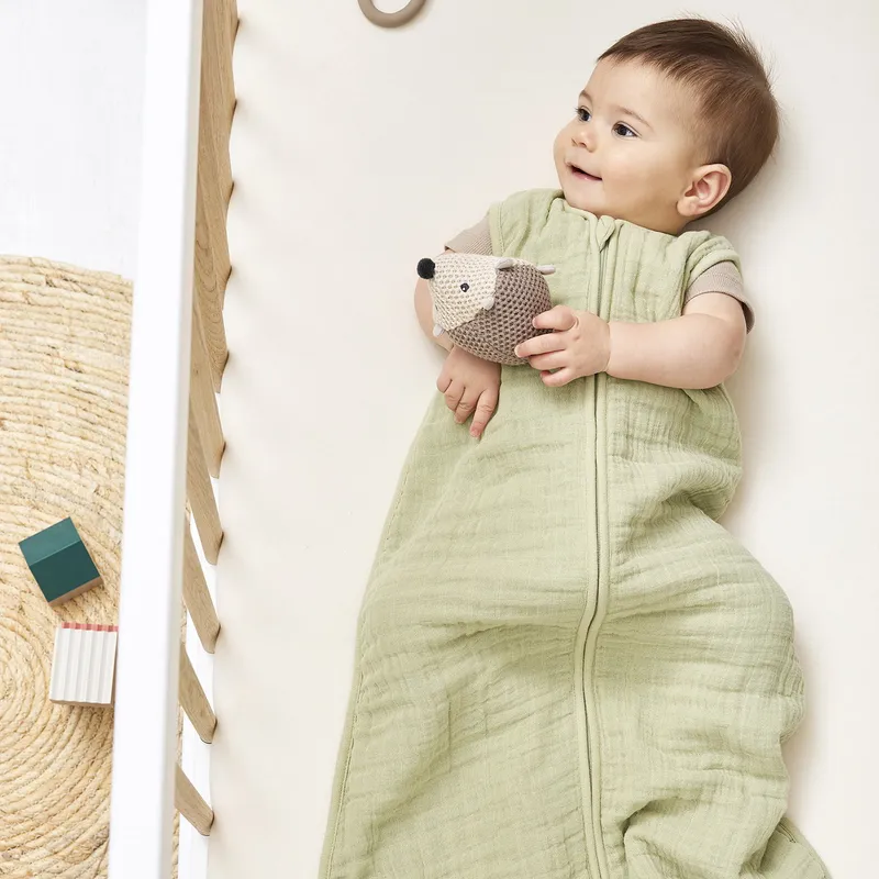 Meyco Baby Sommerschlafsack - Uni - 110 cm - Pre-Washed Hydrophil - Soft Olive