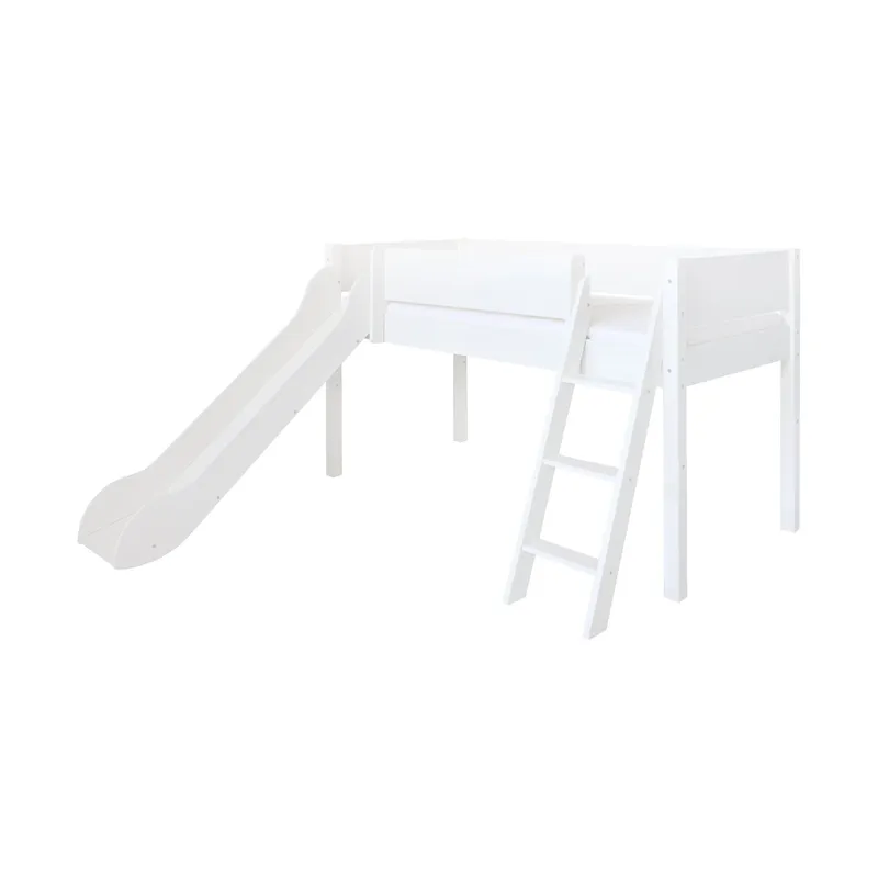Manis-h Halbhohes Bett - VILDE - 90 x 160 cm - Inklusive Rutsche und Leiter