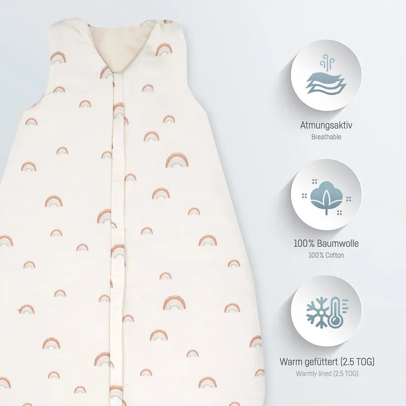 Julius Zöllner Bio-Schlafsack – Crème – Rainbow – Größe 80