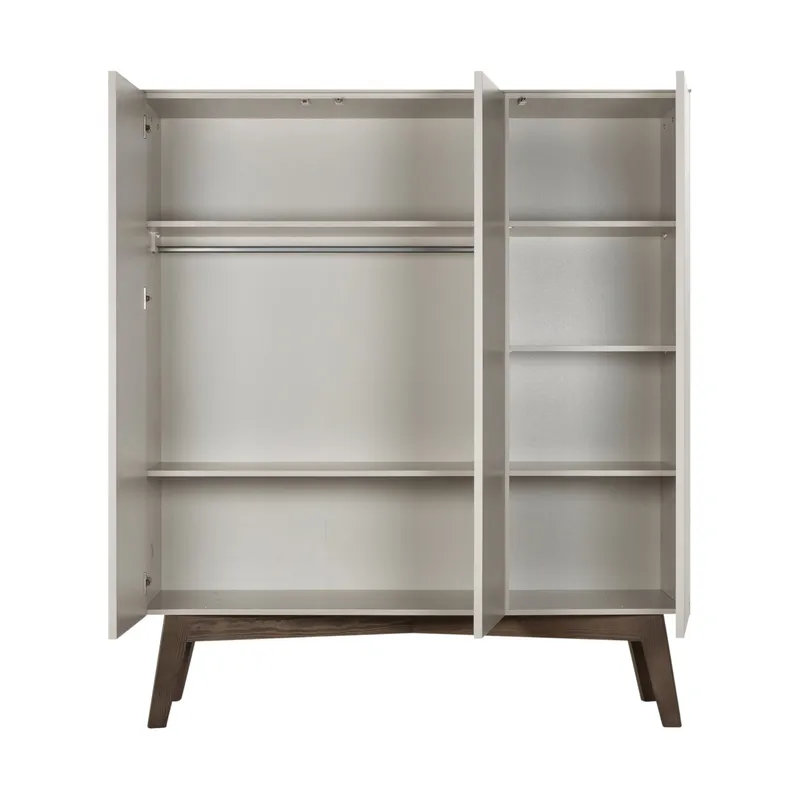 Kidsmill Sixties Kinderzimmer Oatmeal / Walnut | Bett 90 x 200 cm + Schreibtisch + Schrank 3 - türig
